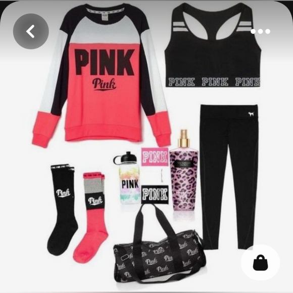 PINK VS Colorblock Sweatshirt Pink, Blk & White - Picture 4 of 9